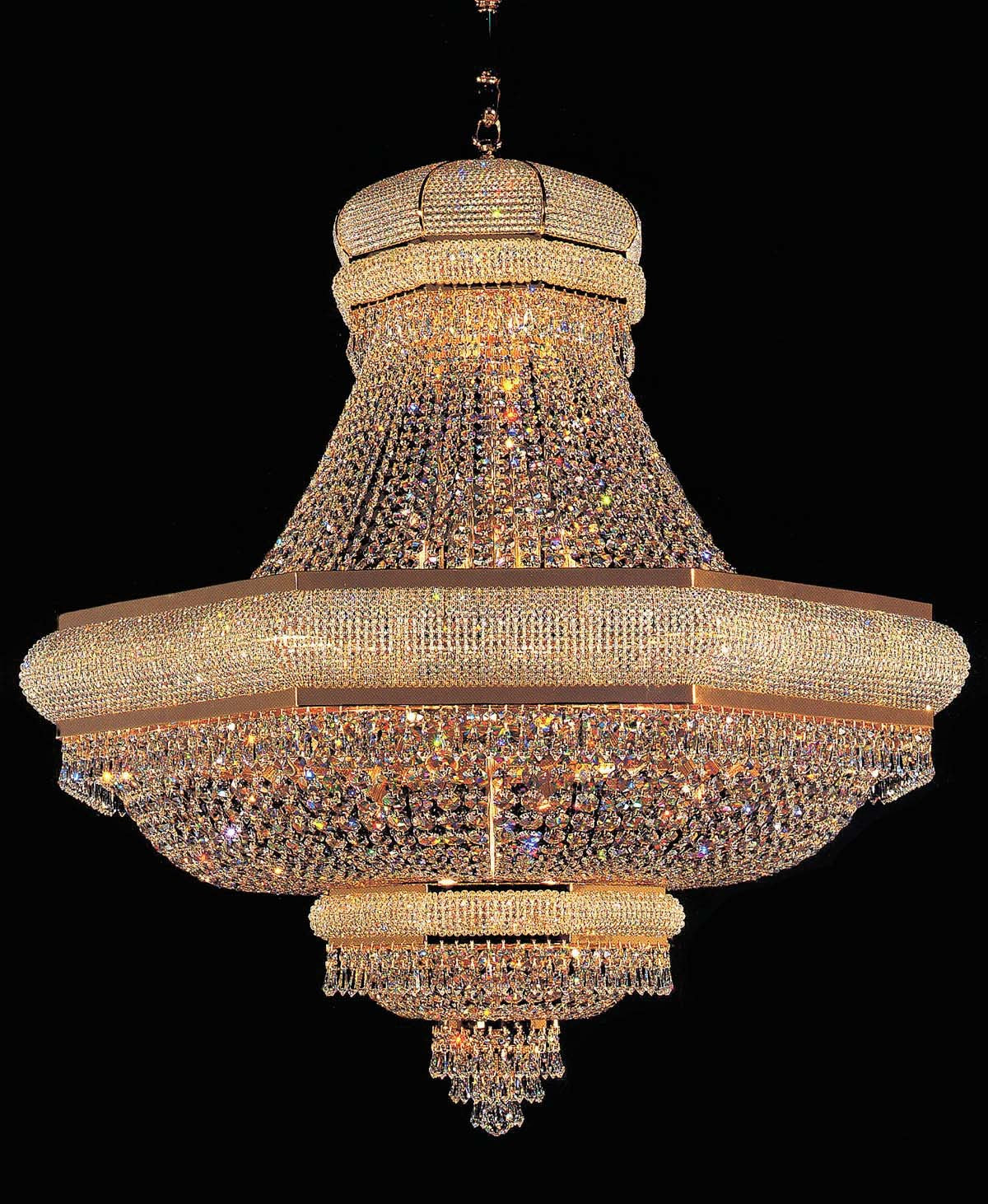 Entryway/ foyer large crystal chandelier in gold plated finish