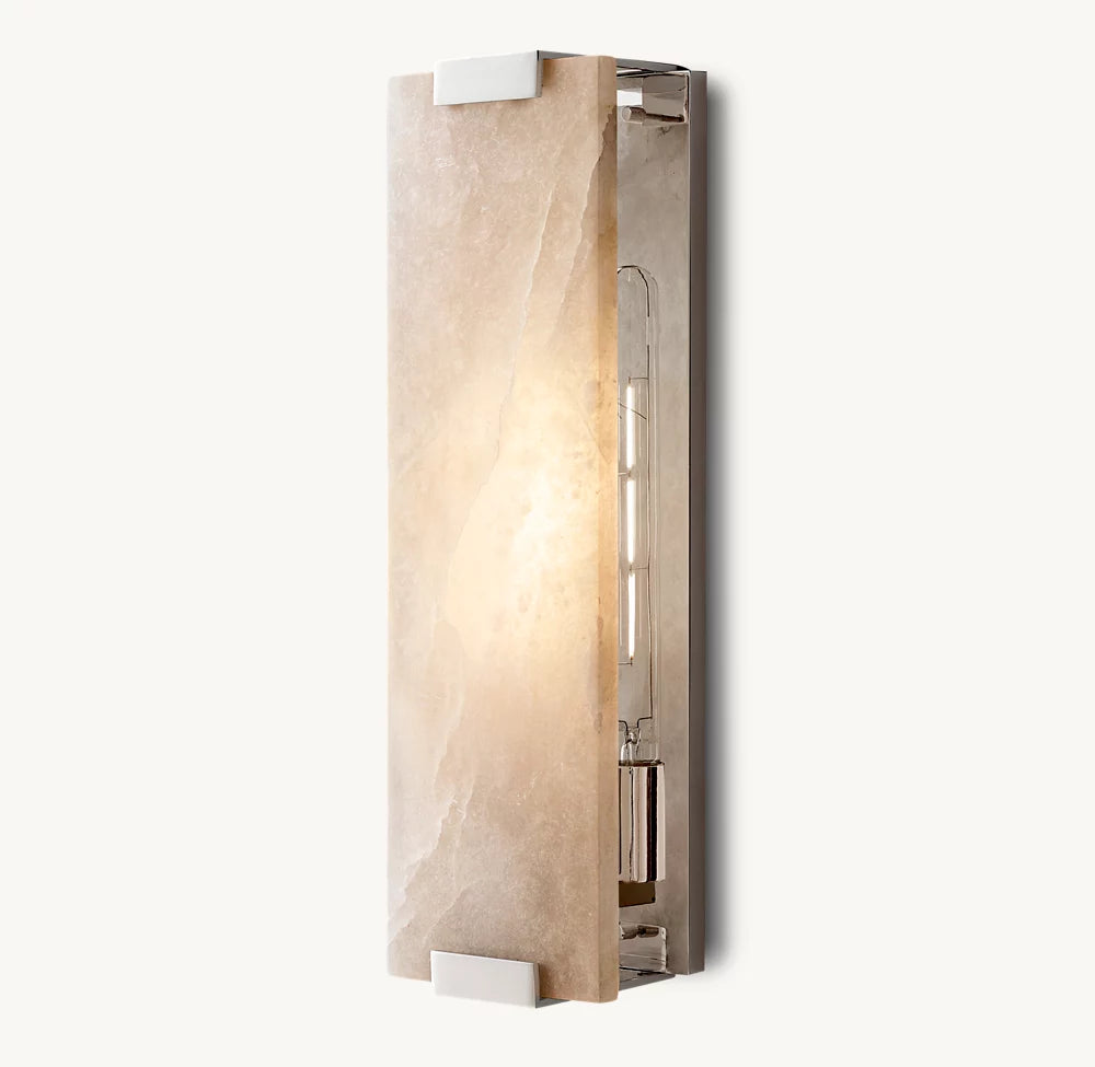 Hand-Carved Alabaster Grand Sconce