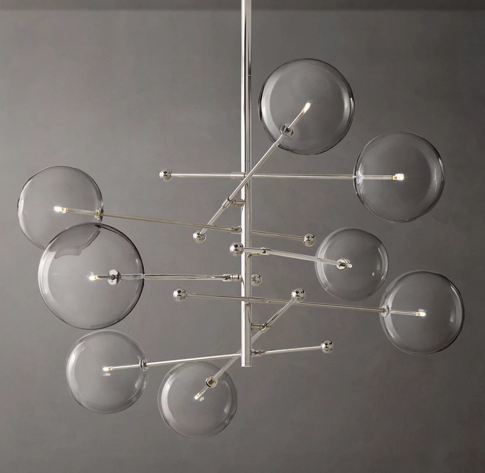 Glass Globe Mobile Eight-Arm Chandelier 79"