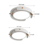 Round Nordic White Metallic Wood Drum Flush Mount Ceiling Light