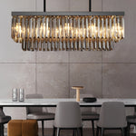 Rectangular Crystal LED 3 Step Dimming Smoke Gray Modern Chandelier