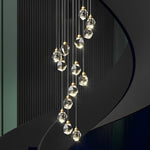 Spiral Crystal Electroplating Metal Modern Duplex Staircase Chandelier