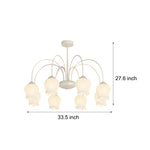 8 Heads Pastoral Bell Orchid Flowers 3 Step Dimming French Style Chandelier