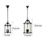 3/4-Light Candlelight Vintage Cylinder Glass Lantern Pendant Light - Black
