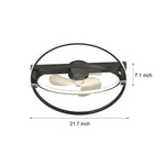 2 Rings Creative Mute Three Step Dimming LED Modern Ceiling Fan and Light