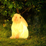 Resin Fiberglass Rabbits Creative Waterproof White Modern Garden Lights