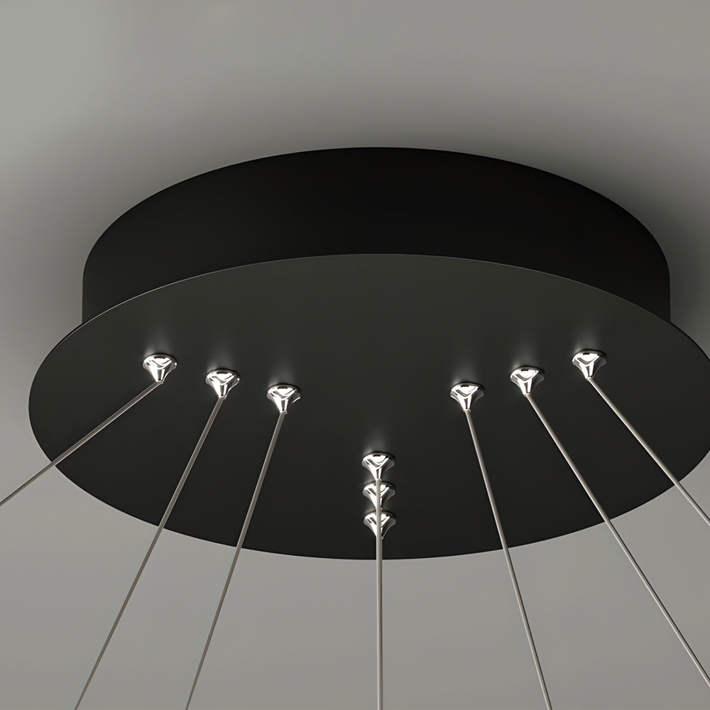 White/BlackCircular Pendant Lamp Dimmable LED Rings Chandelier