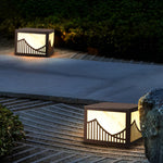 Waterproof LED Mountain Scenery Modern Solar Deck Post Lights Lawn Lights