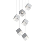 1/3/6/9-Light Multi Glass Ice Cube Metallic Staircase Chandelier in Gold/Chrome