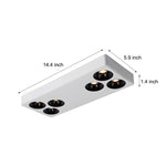 White Rectangular Plate 6-Light Peg Flush Mount Spotlight
