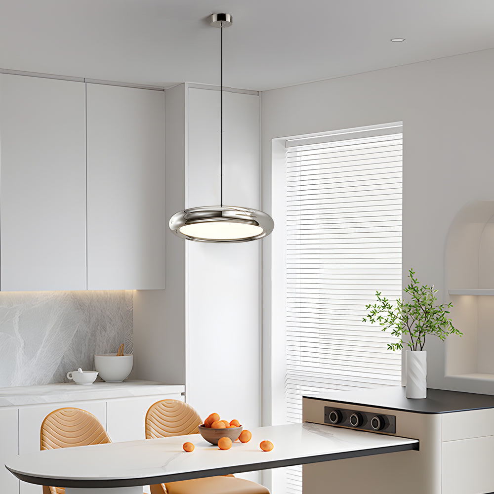 Modern 1/3-Light Black/chrome Round Metallic LED Pendant Light