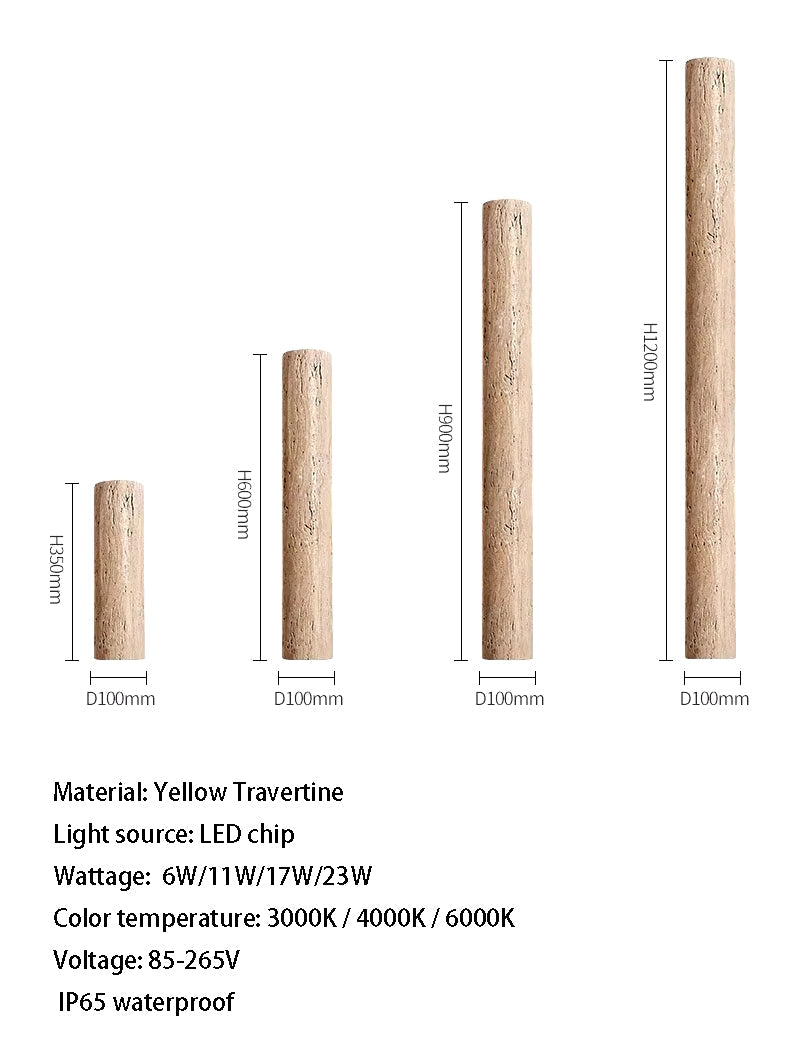 IP65 Waterproof Natural Travertine Wall Light