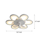 19.7 in. 6-Speed White Flush Mount Flower Ceiling Fan Light