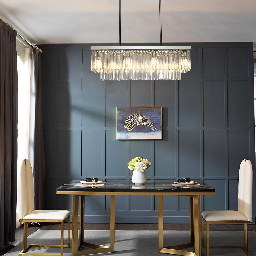 Rectangular Double-layer Crystal LED Industrial Chandeliers Pendant Light