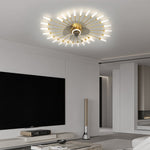 Creative Flower Mute Three Step Dimming Nordic Fans Ceiling with Lights