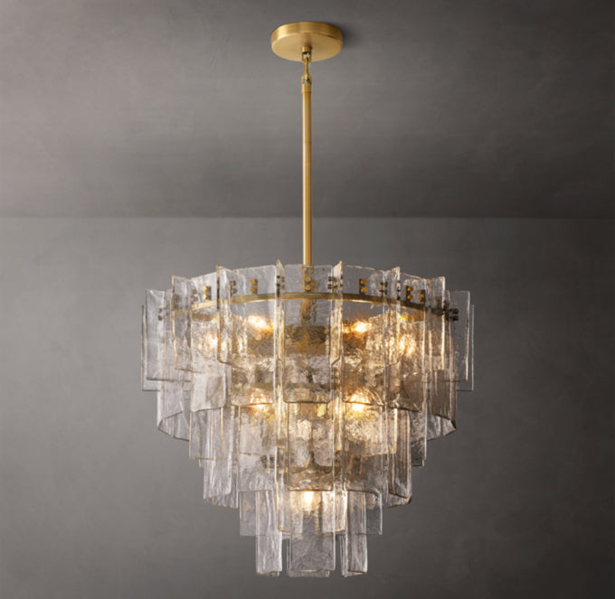 Lattice Clear Glass Tiered Round Chandelier 36"