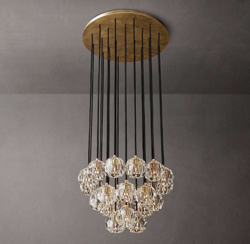 Boule De Cristal Clear Glass Round Cluster Chandelier 24"