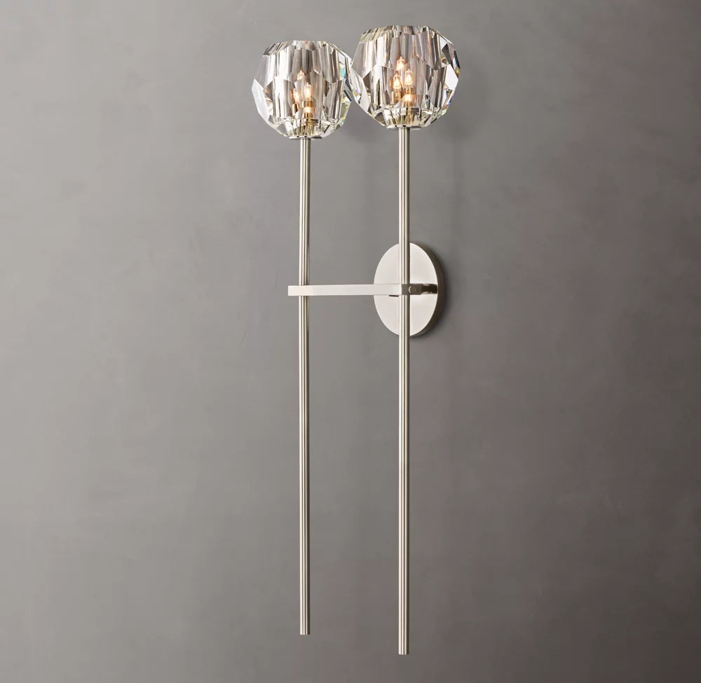 Boule De Cristal Clear Glass Grand Double Sconce