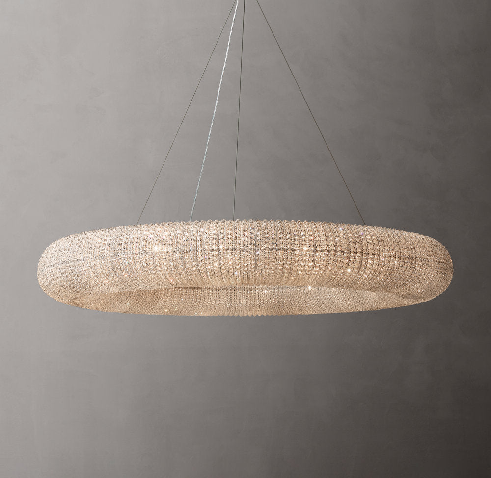 Crystal Halo Clear Round LED Chandelier 59"