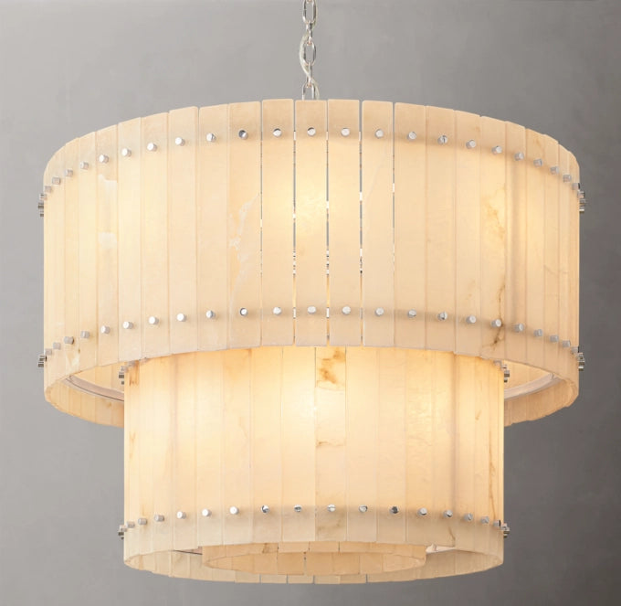 San Marco Alabaster Round Tiered Chandelier 37"