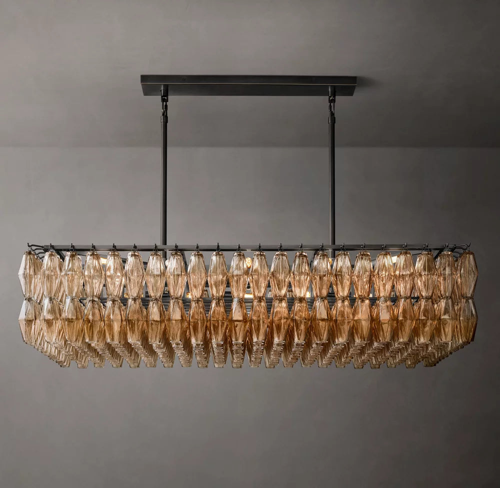 Chiara Smoke Glass Rectangular Chandelier 54"
