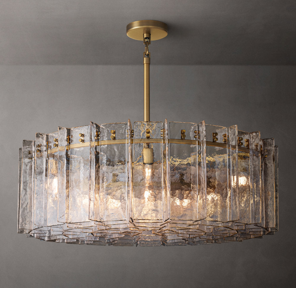 Lattice Clear Glass Round Chandelier 48"