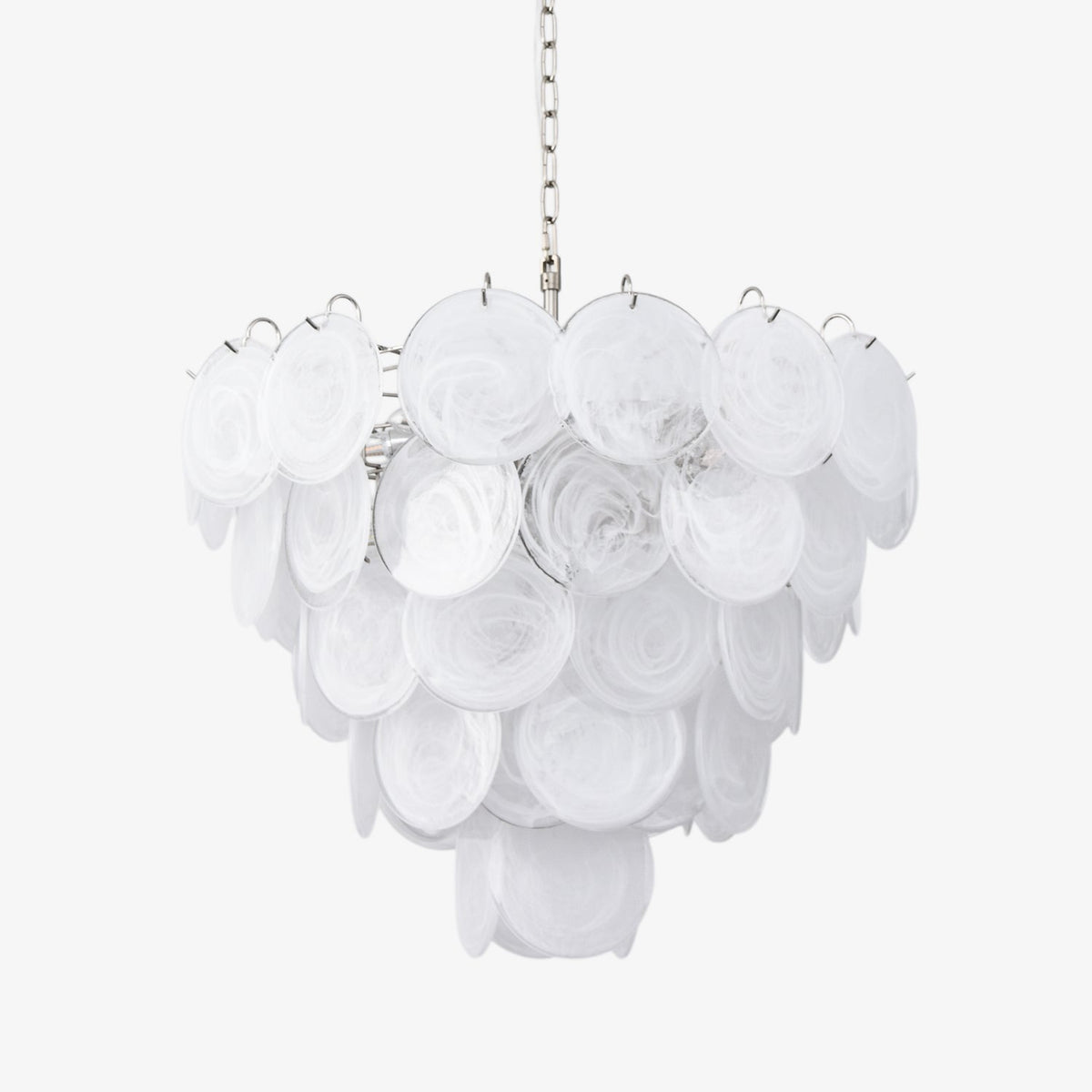 White Murano Disc Chandelier