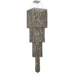 Maxim Chrome Eighteen-Light 18-Inch Four-Tier Square Pendant with Royal Cut Golden Teak Smoky Crystal