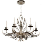Silver Six-Light Chandelier in Antique Silver Leaf Finish