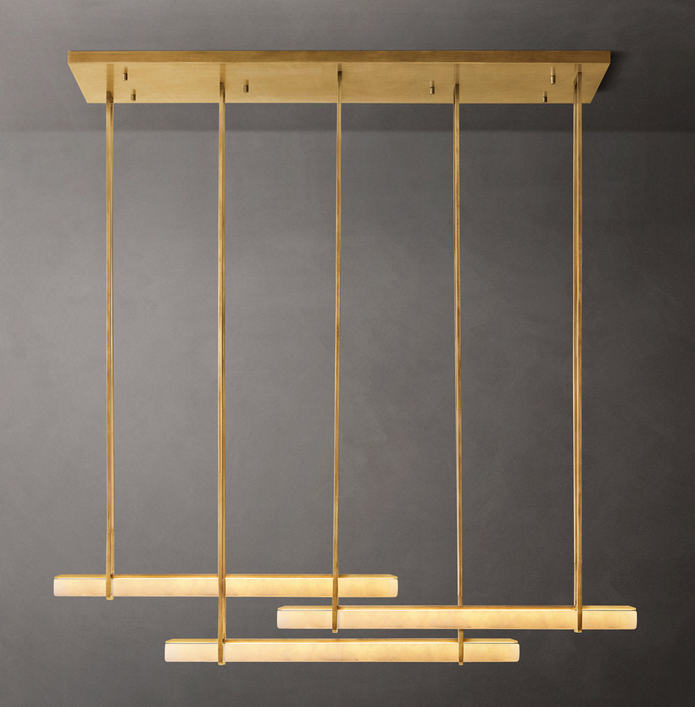 Audubon Alabaster Triple Bar Linear Chandelier