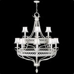 12-Light Chandelier in Studio White Satin Lacquer Finish