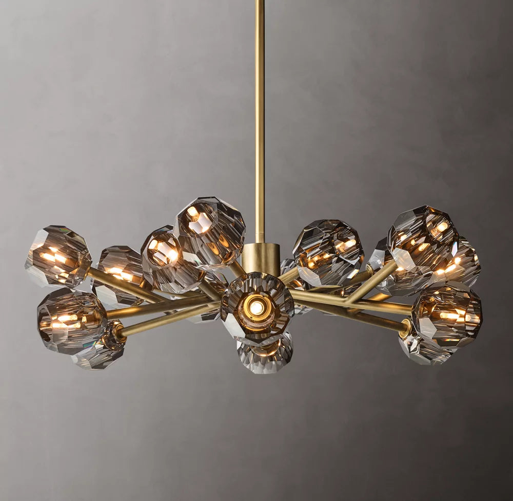 Boule De Cristal Smoke Glass Round Chandelier 36"