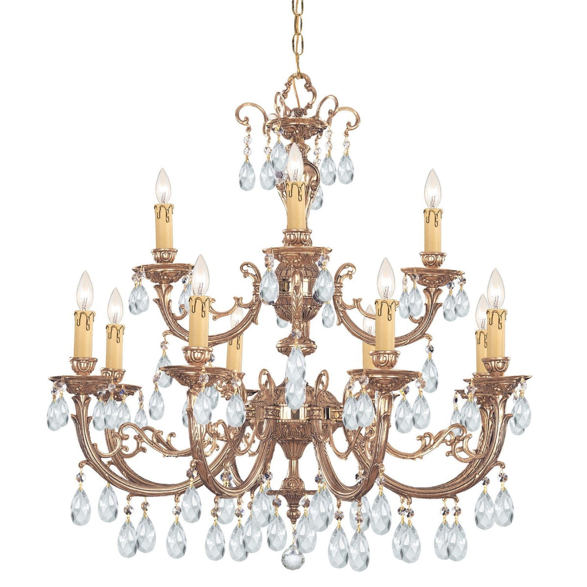 Etta Ornate Cast Brass Eight-Light Chandelier with Swarovski Strass Crystal
