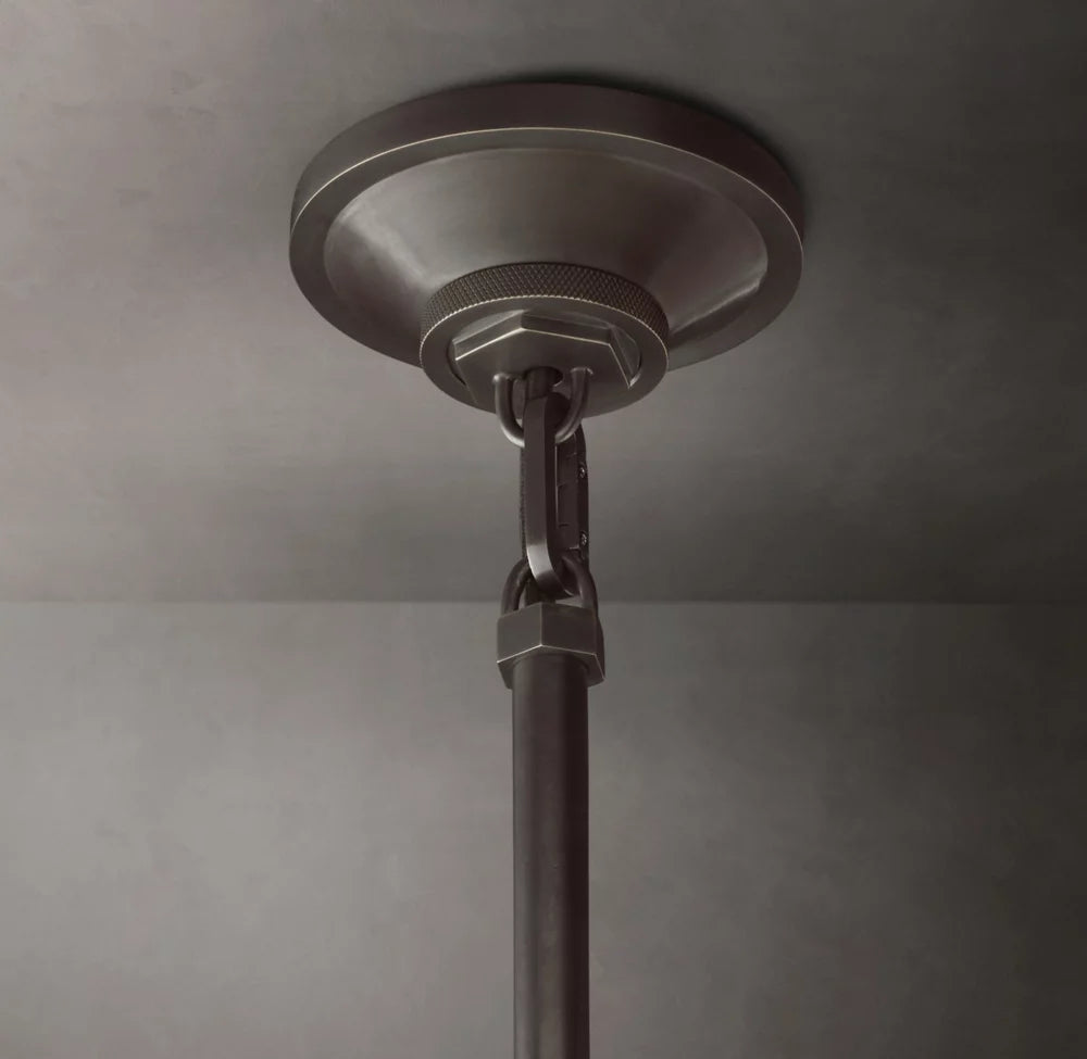 Machinist Milk Glass Cloche Pendant