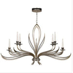 Silver Six-Light Chandelier in Antique Silver Leaf Finish