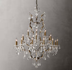 19th C. Rococo Iron & Crystal Round Chandelier 40"