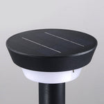 Modern Black Round LED Solar Outdoor Path Light with Stake - Garden Bollard Light