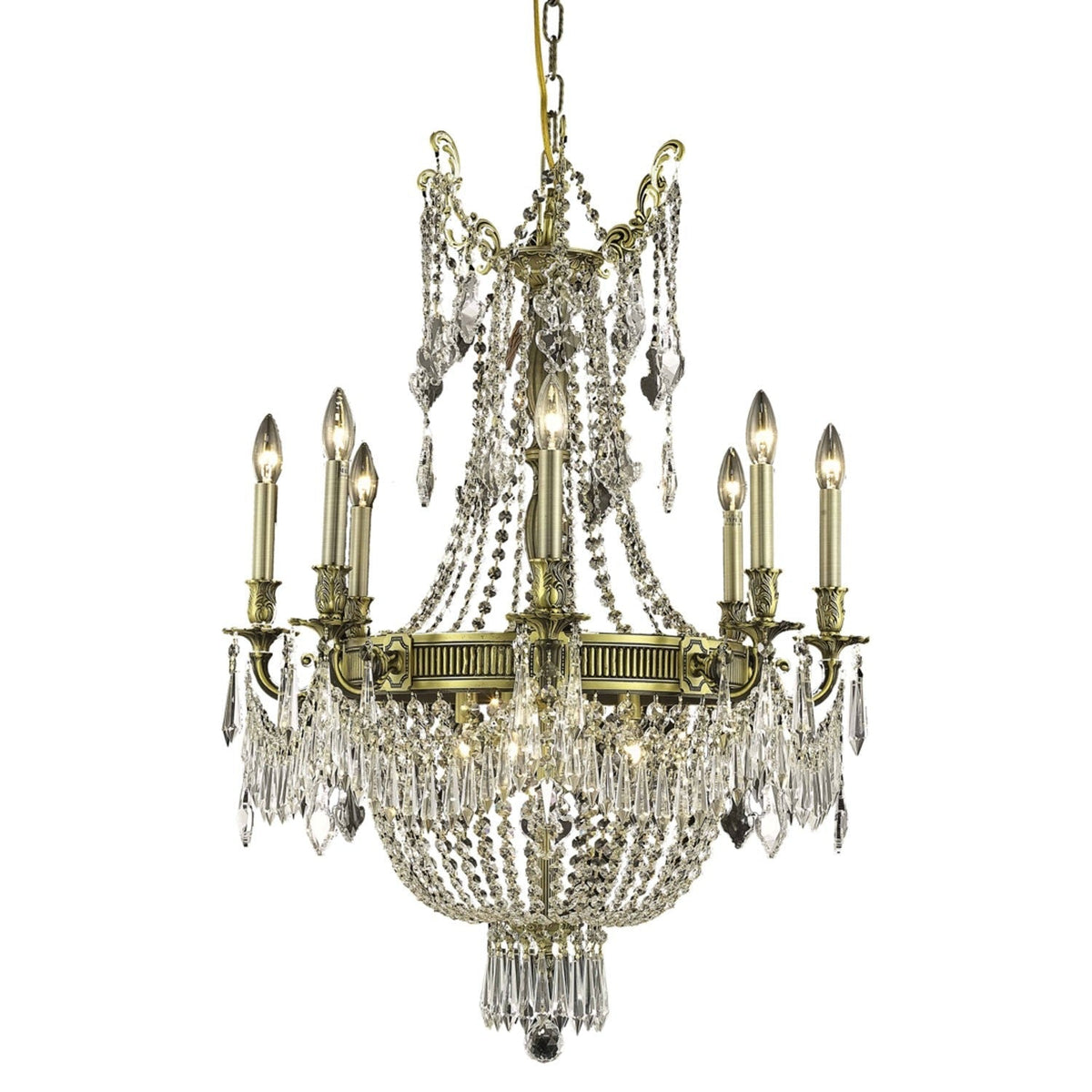 Esperanza Antique Bronze Twelve-Light 26-Inch Chandelier with Royal Cut Clear Crystal