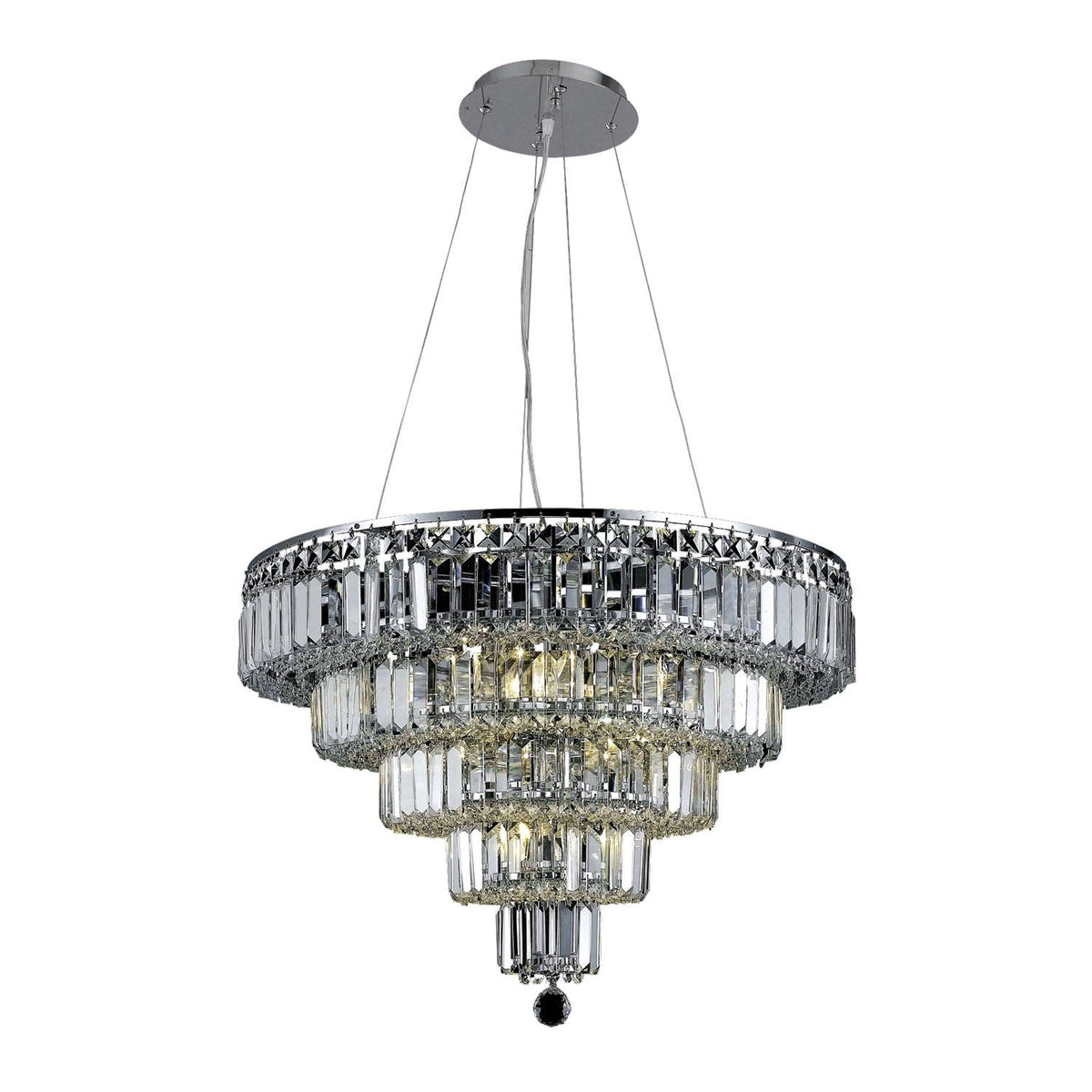 Maxim Chrome Fourteen-Light 26-Inch Five-Tier Chandelier with Royal Cut Clear Crystal