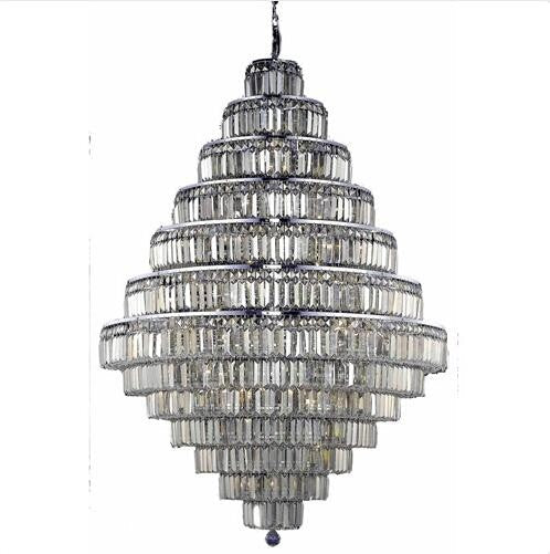 Chrome Thirty-Eight Light 42-Inch Thirteen-Tier Chandelier with Royal Cut Golden Teak Smoky Crystal