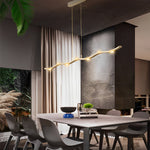 Long Strip Waves Branches Stepless Dimming LED White Modern Chandelier