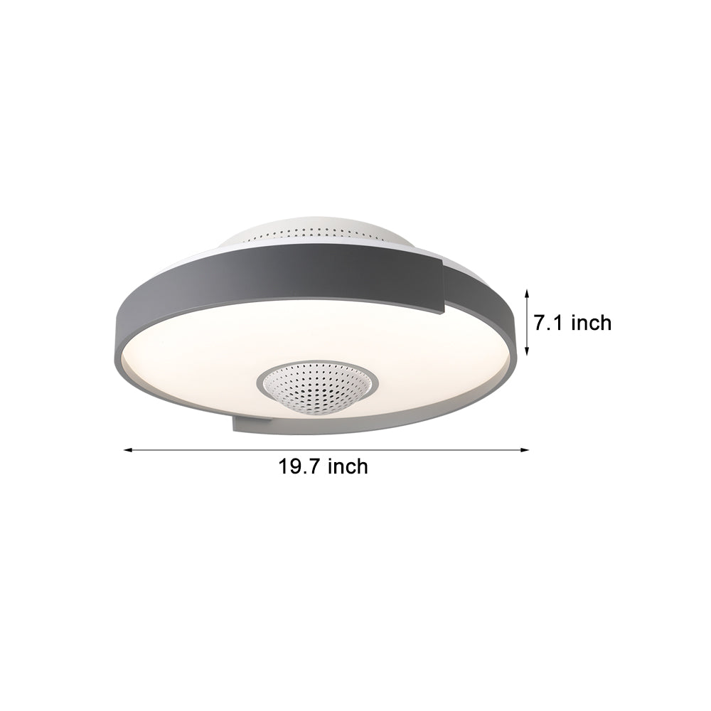Modern 6-Speed Bladeless Ceiling Fan with Dimmable LED Light- Round