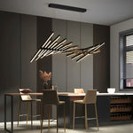 Waves Fishbone Strip Stepless Dimming LED Nordic Chandelier Pendant Light