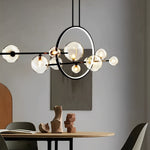 Moon Glass Bubbles Strip LED Black Postmodern Dining Room Chandeliers