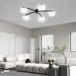 White Glass Bubble Black Semi-Flush Ceiling Light
