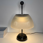 Ribbed Glass Bowl and Metal Italian Accent Table Lamps