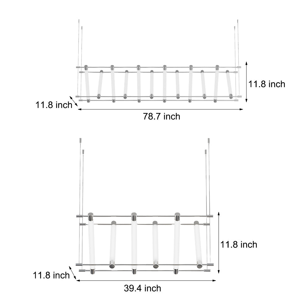 6/12-Light Acrylic Tube Geometric Long Designer LED Island Pendant Light