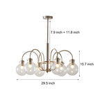 6-Light Glass Globe Shade Indoor Nickel Finish Chandelier