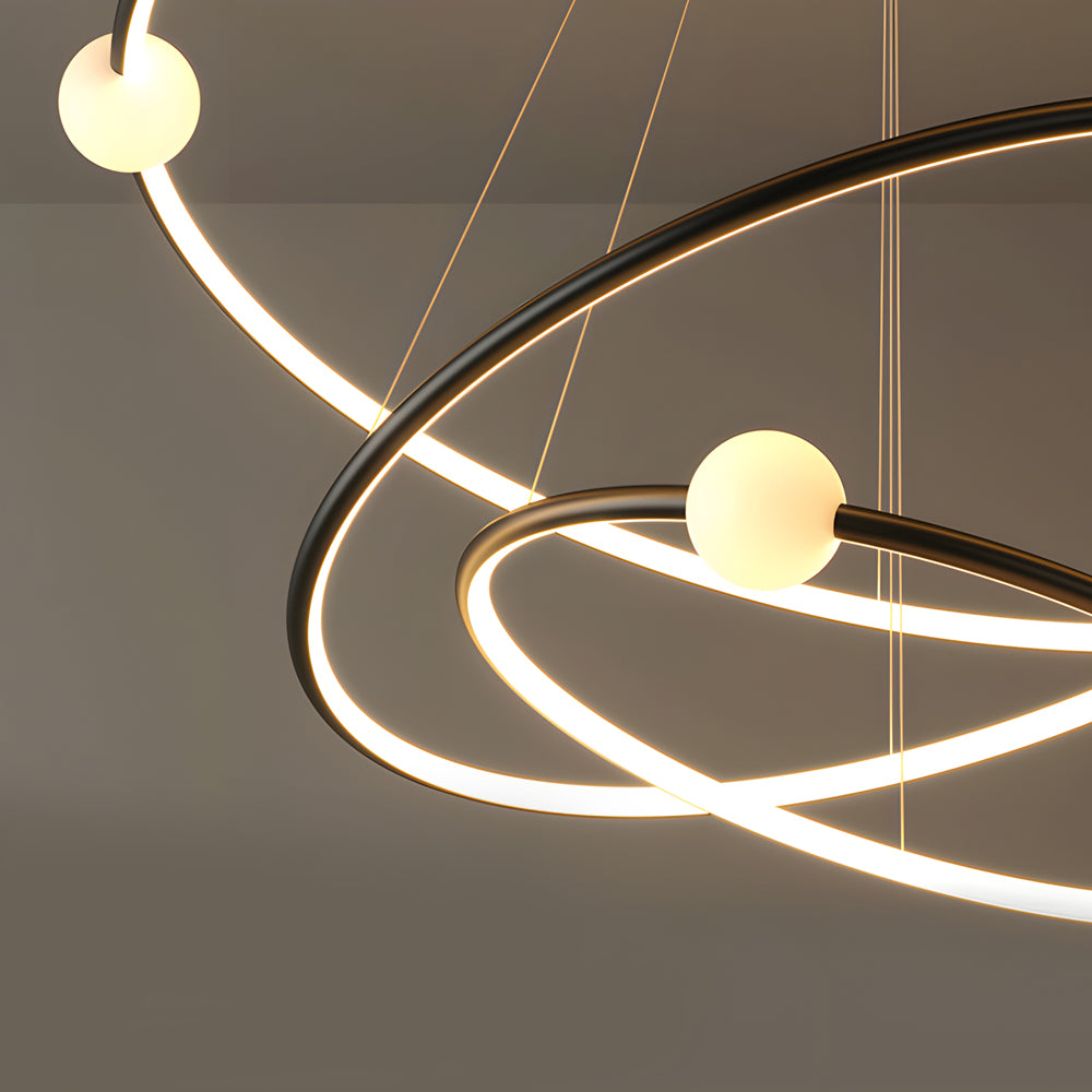 White/BlackCircular Pendant Lamp Dimmable LED Rings Chandelier