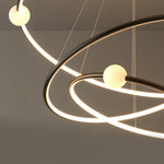 White/BlackCircular Pendant Lamp Dimmable LED Rings Chandelier